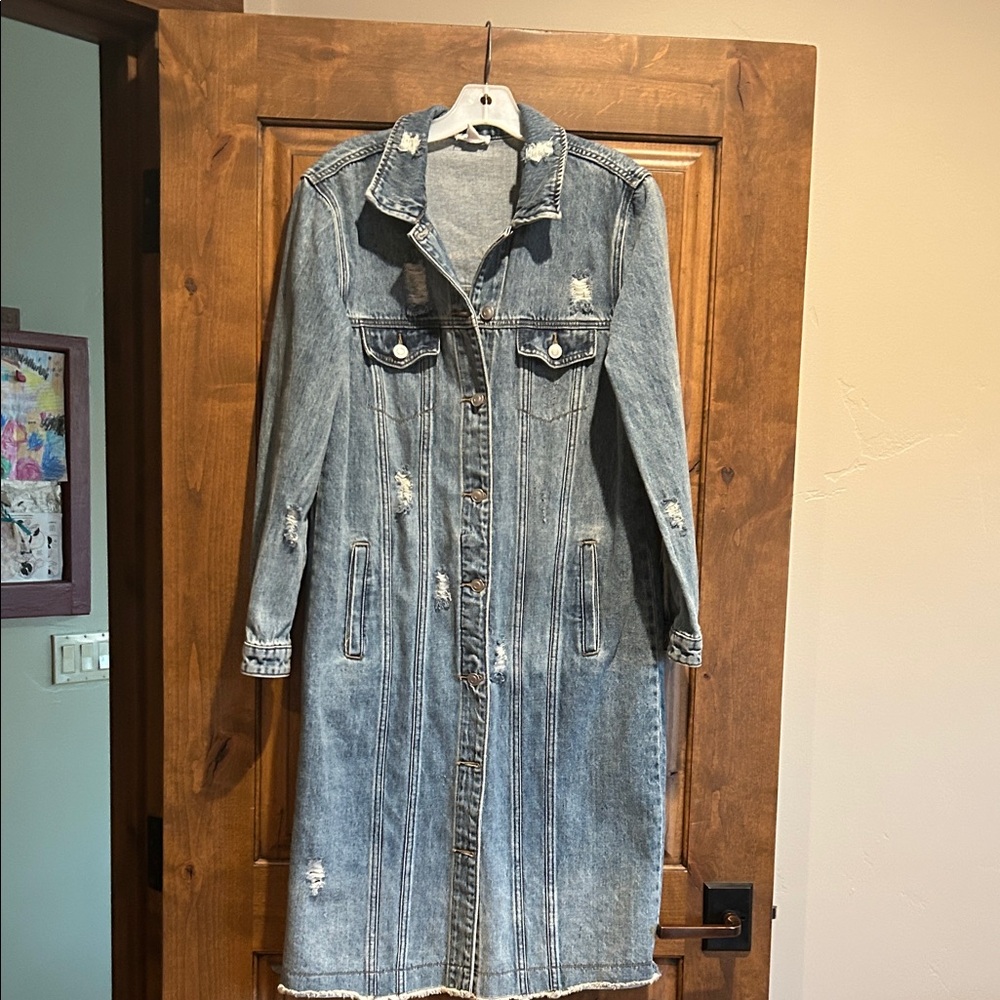 Tribal jeans Distressed Denim Long Jacket